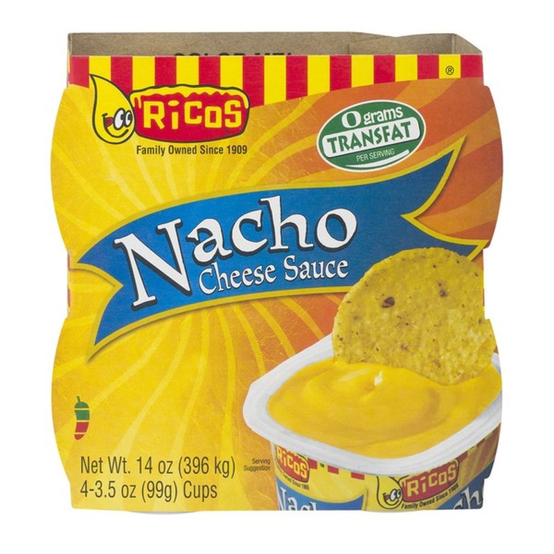 Ricos Cheese Sauce, Gluten Free, Nacho, Dipping Cups, Sleeve (3.5 oz
