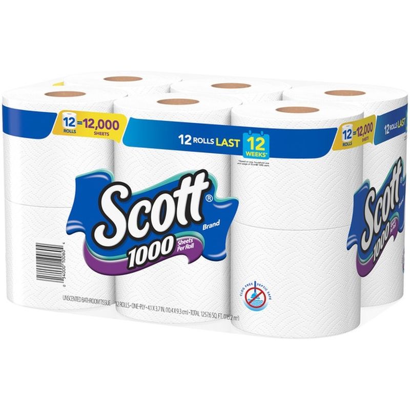 Scott 1000 Toilet Paper Bath Tissue (12 ct) Instacart