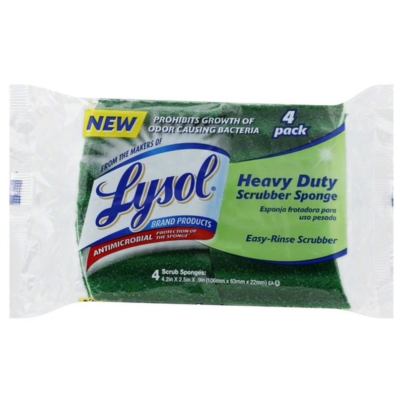 Lysol Sponges, Scrubber, Heavy Duty (4 Ct) - Instacart