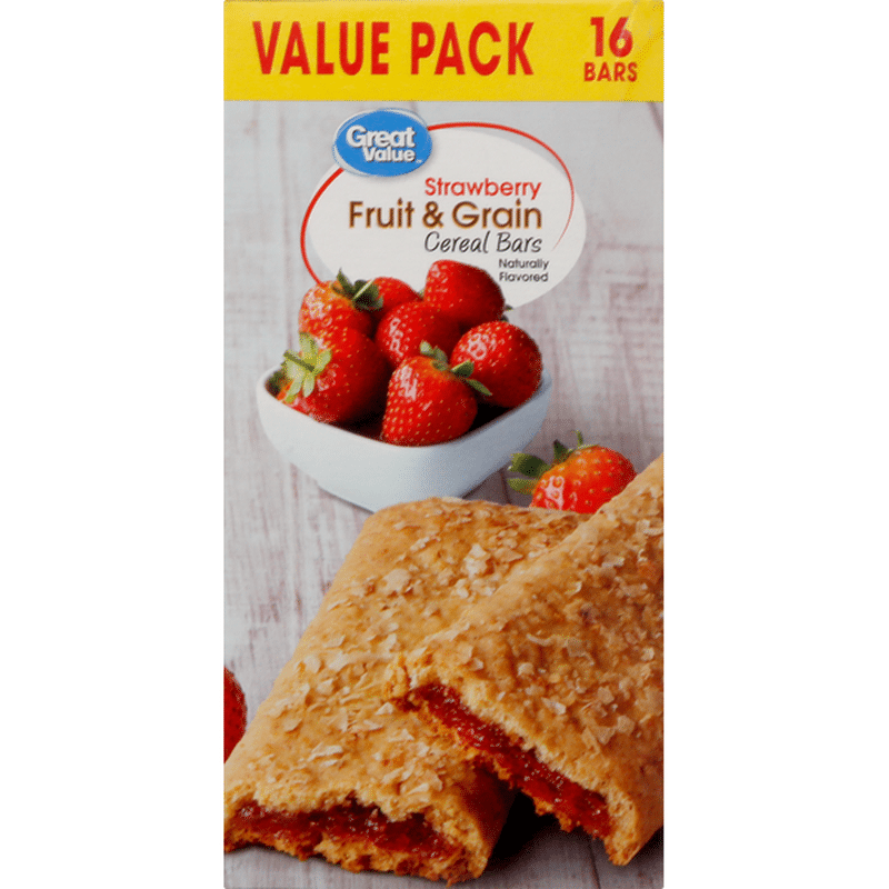 Great Value Cereal Bars, Fruit & Grain, Strawberry, Value Pack (1.3 oz