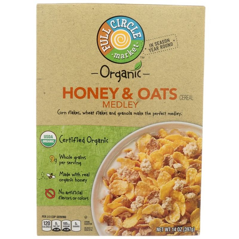 Full Circle Market Honey Oats Medley Corn Flakes Wheat Flakes And Granola Cereal 14 Oz Instacart