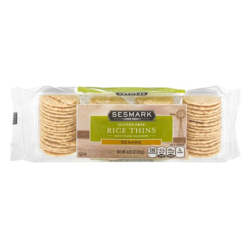 Sesmark Gluten Free Rice Thins Rice Snack Crackers Sesame (3.5 oz