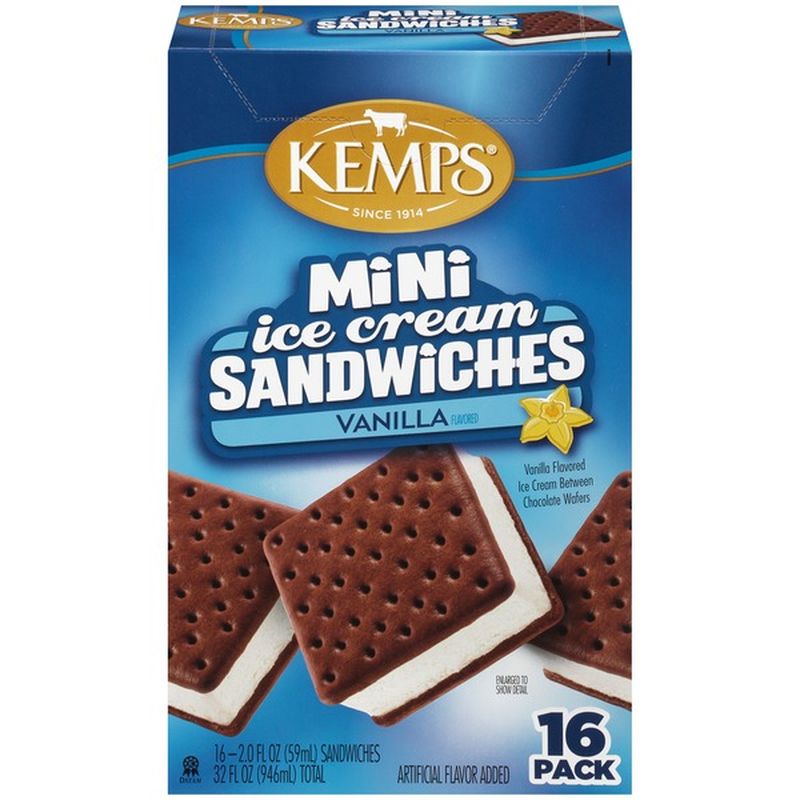 Kemps Mini Vanilla Ice Cream Sandwiches (2 fl oz) - Instacart