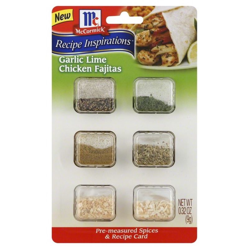 Mccormick Garlic Lime Chicken Fajitas Spices Recipe Card 0 32 Oz Instacart