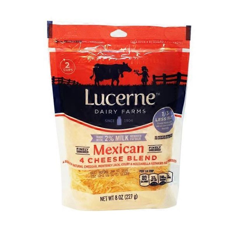 Lucerne Dairy Farms Mexican Style 4 Cheese Blend A Blend Of Reduced Fat
