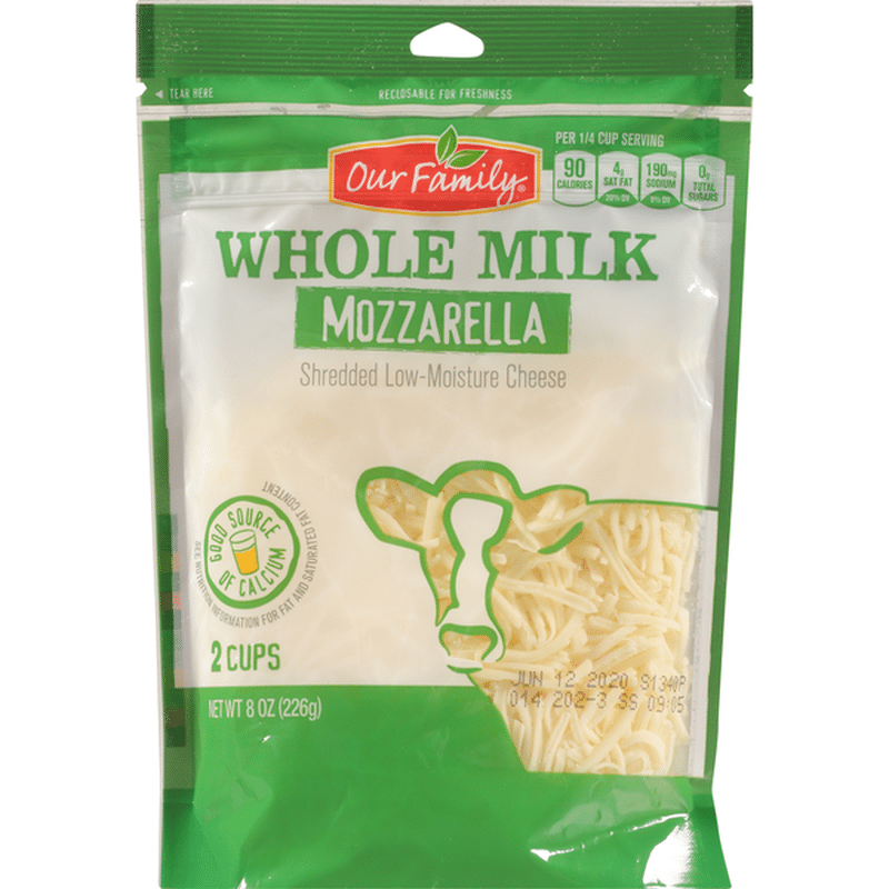 Our Family Mozzarella Whole Milk LowMoisture Shredded Cheese (8 oz) Instacart