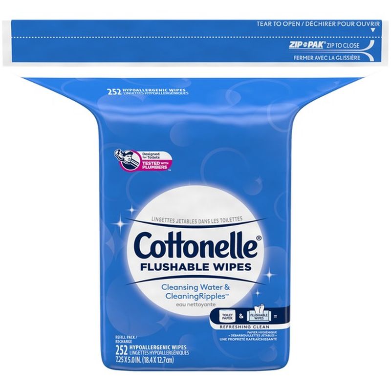 Cottonelle Flushable Wet Wipes Refill Pack (252 each) - Instacart