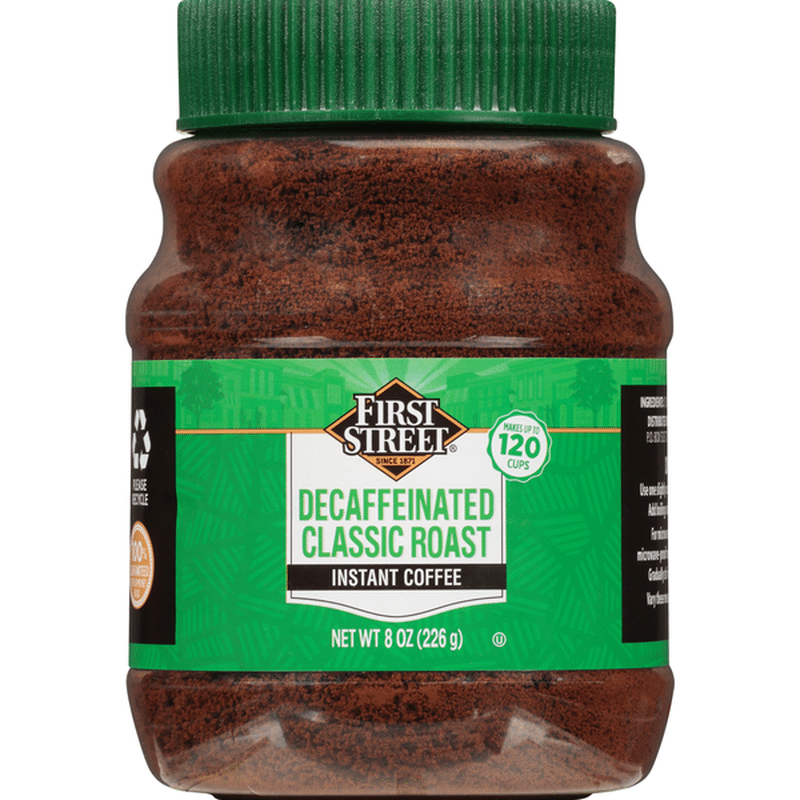 First Street Coffee, Instant, Classic Roast, Decaffeinated (8 oz