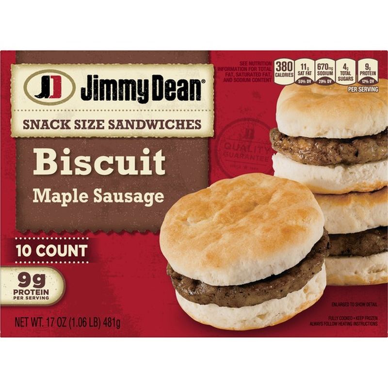 Jimmy Dean Snack Size Maple Sausage Biscuit Sandwiches, Frozen (1.062 ...