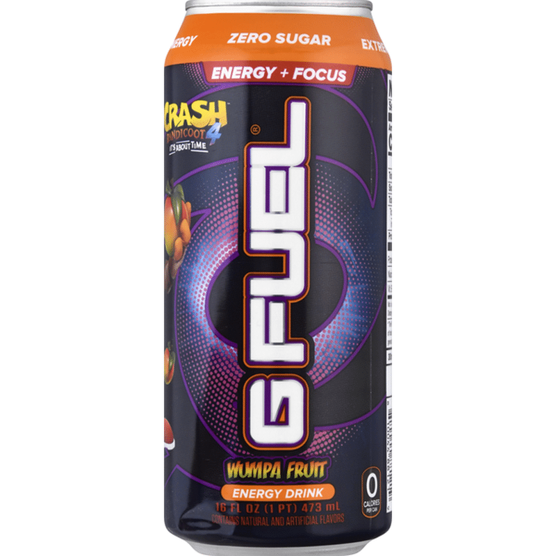 G Fuel Energy Drink, Zero Sugar, Wumpa Fruit, Energy + Focus (16 oz