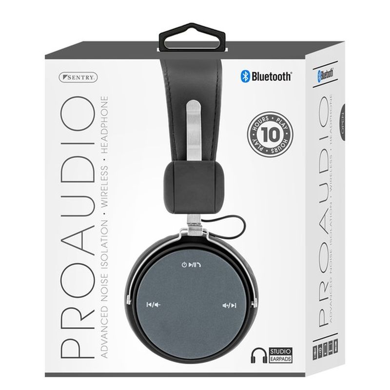 Sentry Pro Black Pro Audio Studio Style Bluetooth Headphone With Built In Mic
