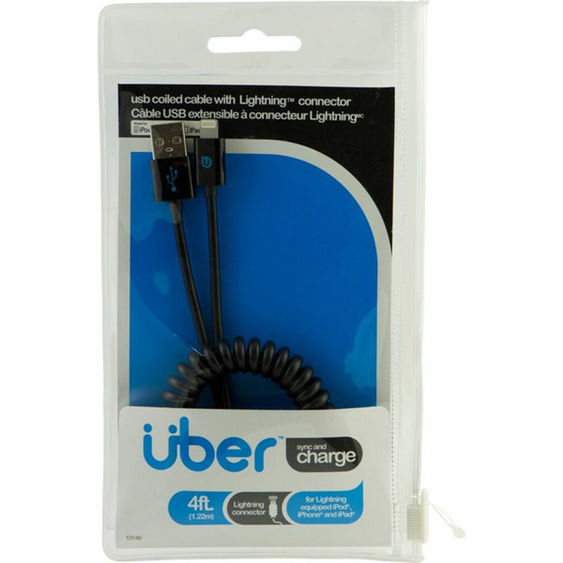 Uber 4' Black USB to Lightning Charge & Sync Cable
