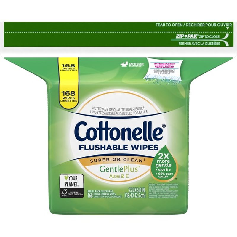 Cottonelle GentlePlus Flushable Wet Wipes with Aloe & Vitamin E Refill ...