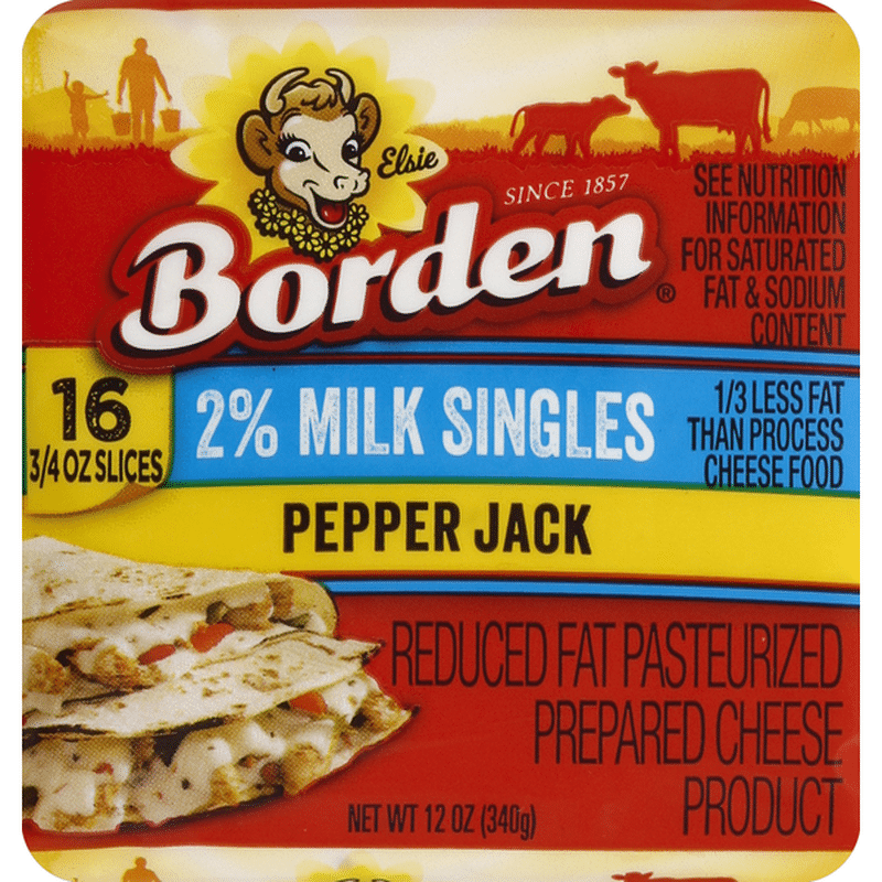 Borden Cheese Product, Pasteurized Prepared, Pepper Jack, Reduced Fat