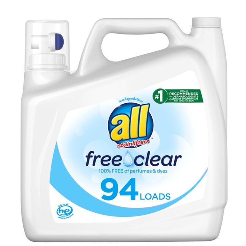 all Liquid Laundry Detergent Free Clear for Sensitive Skin, 94 Loads
