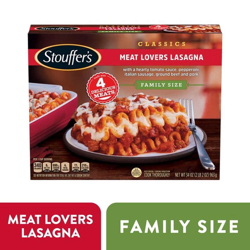 Stouffer's Family Size Meat Lovers Lasagna Frozen Meal (34 oz) - Instacart