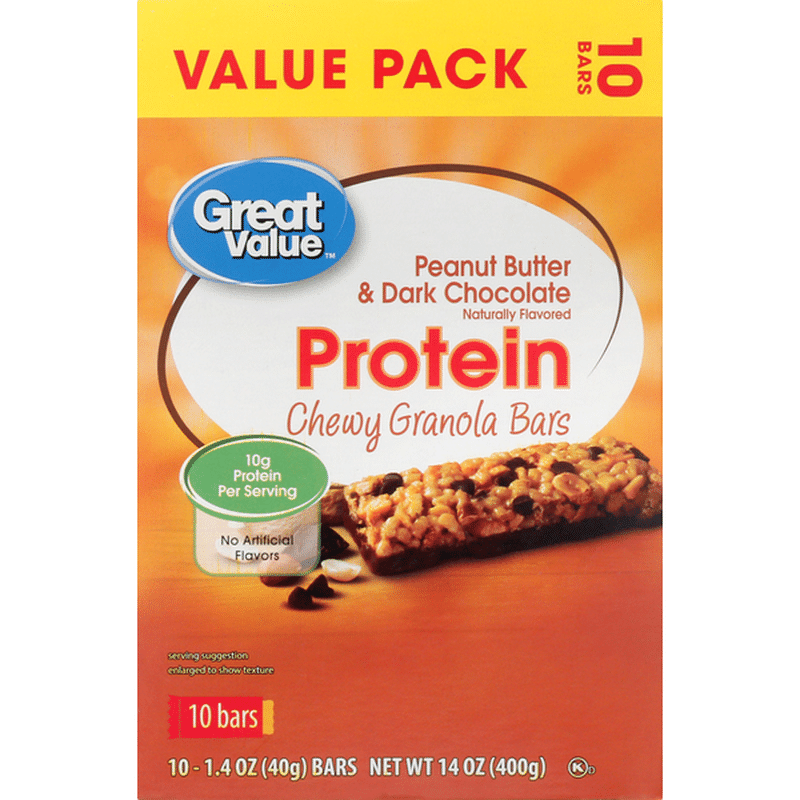 Great Value Granola Bars, Protein, Peanut Butter & Dark Chocolate, Chewy, Value Pack (1.4 oz