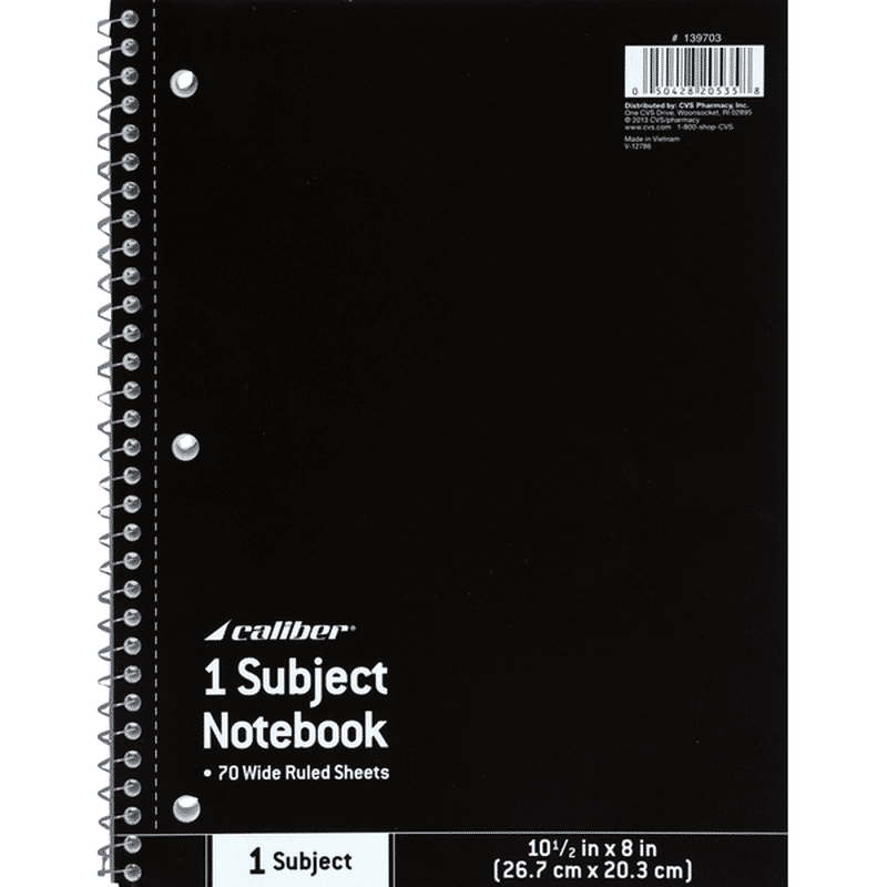 Caliber Notebook, 1 Subject, Wide Ruled, 70 Sheets (1 each) Instacart