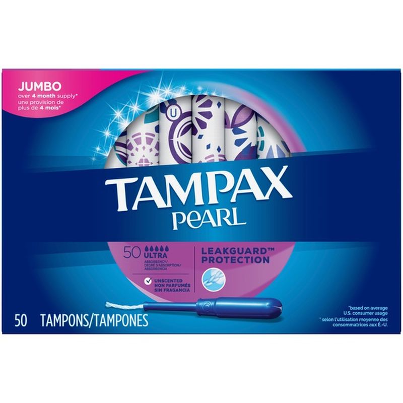 Tampax Pearl, Ultra, Plastic Tampons, Unscented (50 each) Instacart