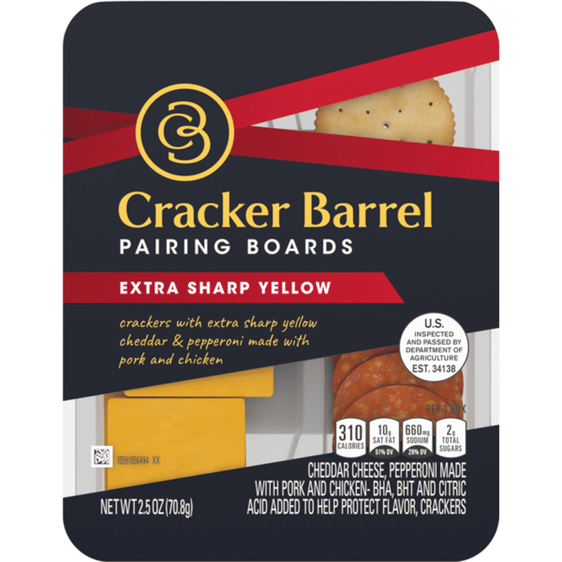 Cracker Barrel Extra Sharp Yellow Cheddar Cheese, Pepperoni Slices ...