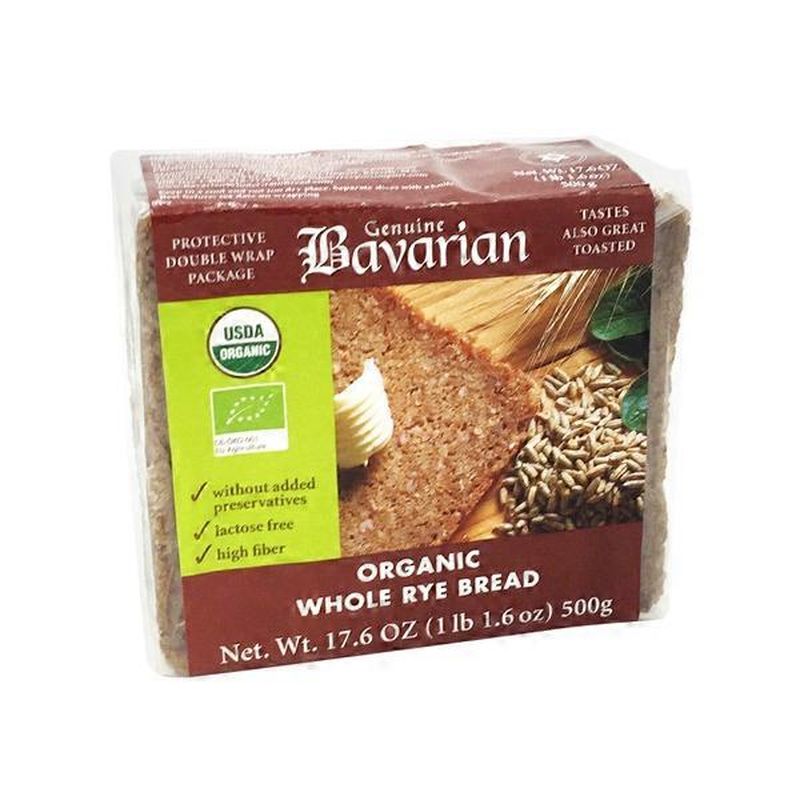 Genuine Bavarian Organic Whole Grain Rye Bread 17.6 oz OVERWRAP (17.6