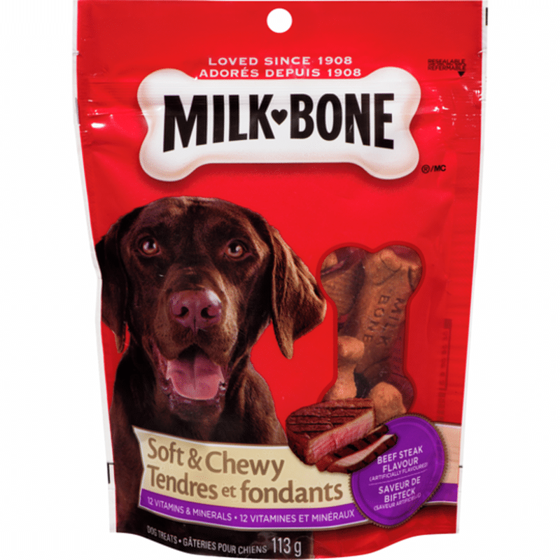 MilkBone Soft & Chewy Beef Steak Flavour Dog Treats (113 g) Instacart