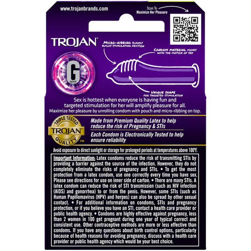Trojan G. Spot Premium Lubricated Condoms 3 Count (3 1n) Delivery or