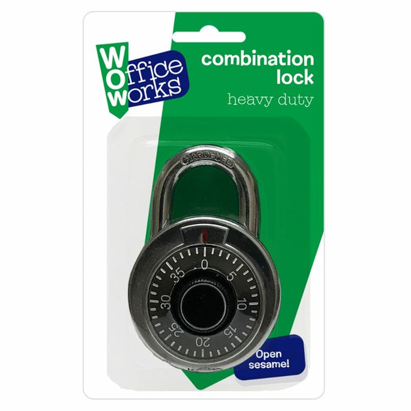 Office Works Heavy Duty Combination Lock - Silver & Black