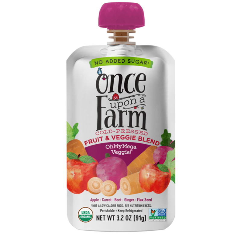 Once Upon a Farm Fruits & Veggie Blend, OhMyMegaVeggie, Cold-Pressed (3 ...