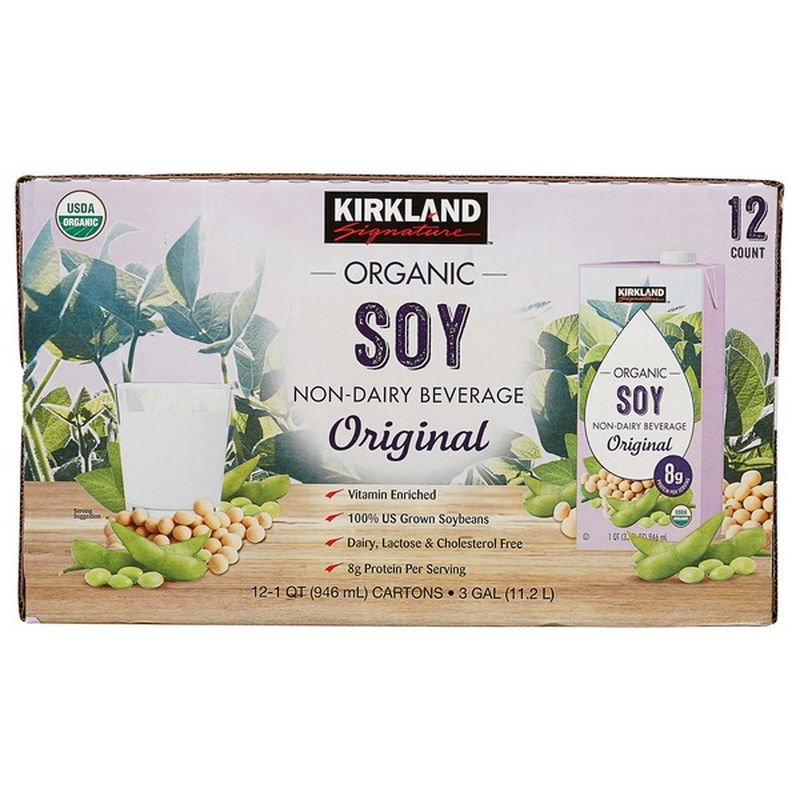 Kirkland Signature Organic Plain Soy Milk, 12 x 32 oz
