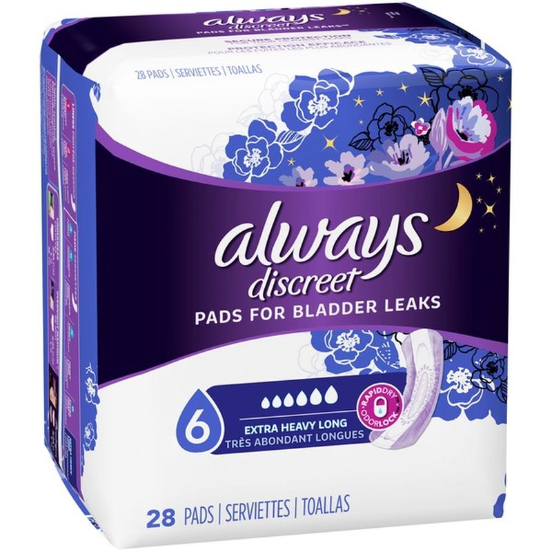 Always Incontinence Pads, Extra Heavy Absorbency, Long Length (28 ct ...