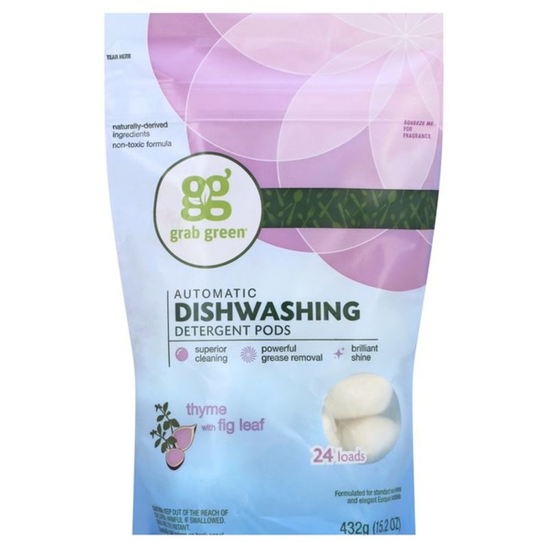Grab Green Dishwashing Detergent Pods, Automatic, Thyme with Fig Leaf