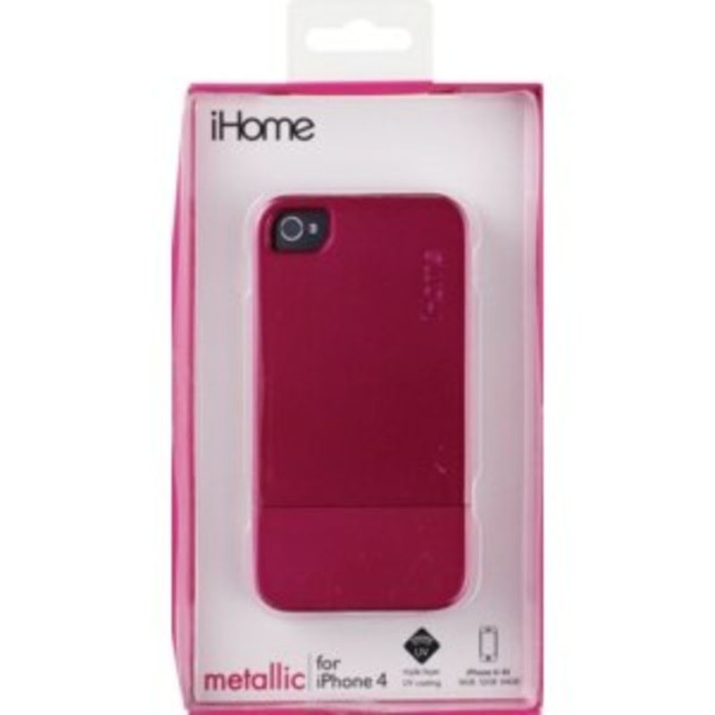 iHome 2x Shock Protection Black and Pink Metallic Tough Case For Iphone 4 & 4s