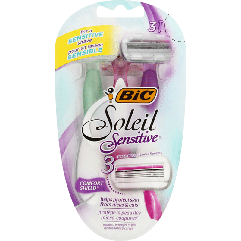 BiC Razors, Sensitive, 3 Flexible Blades (3 ct) Instacart