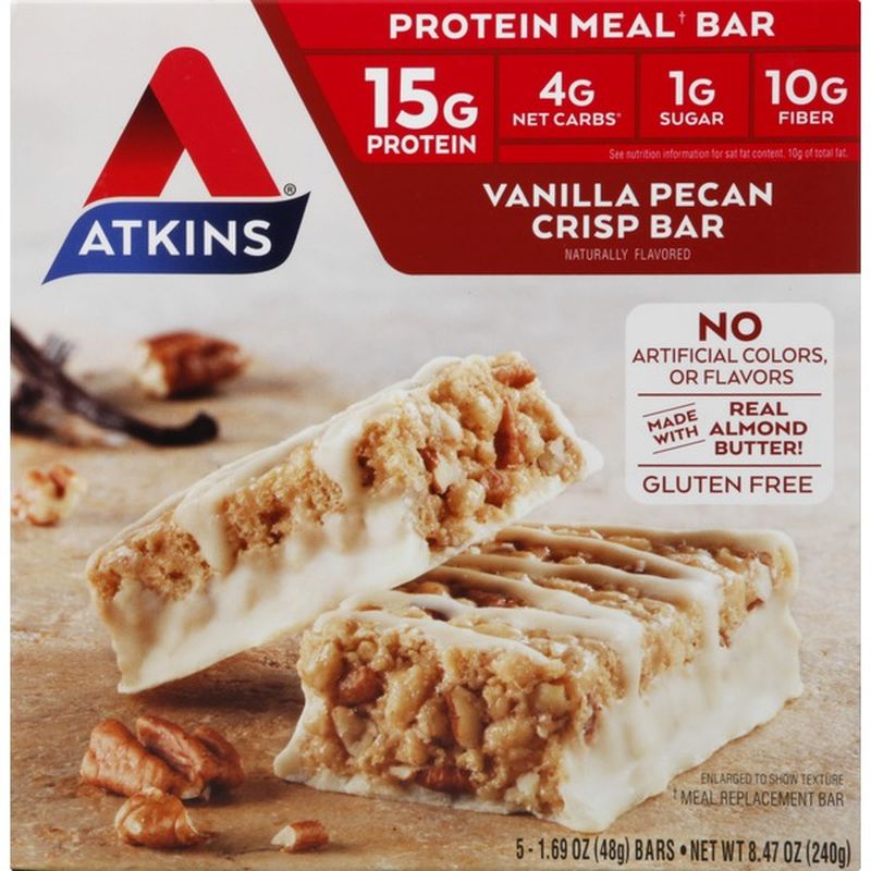 Atkins Vanilla Pecan Crisp Meal Replacement Bars (5 each) - Instacart