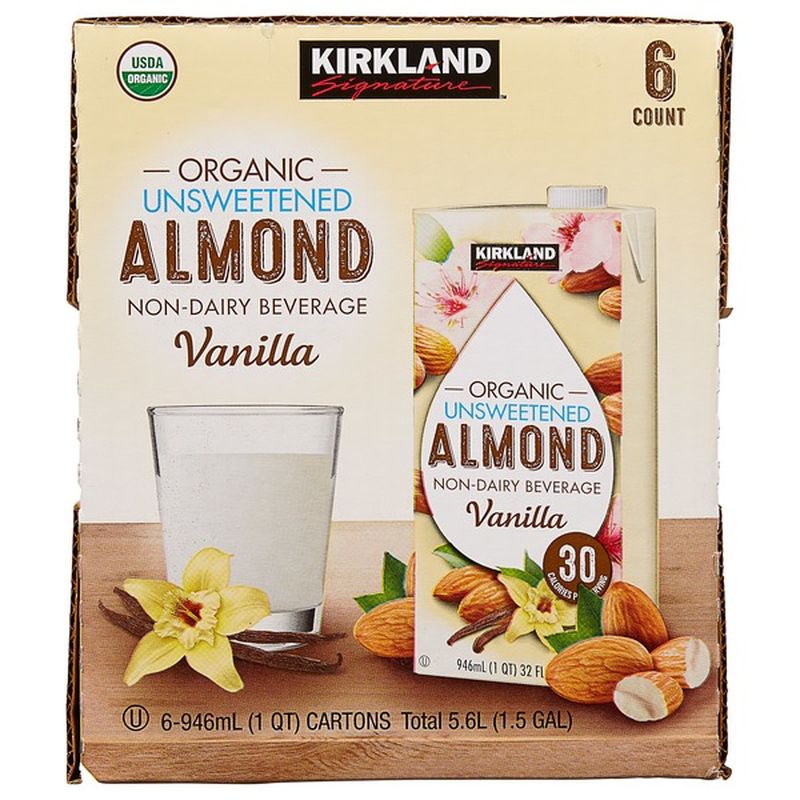 Kirkland Signature Organic Unsweetened Vanilla Almond Beverage, 6 x 946 ml