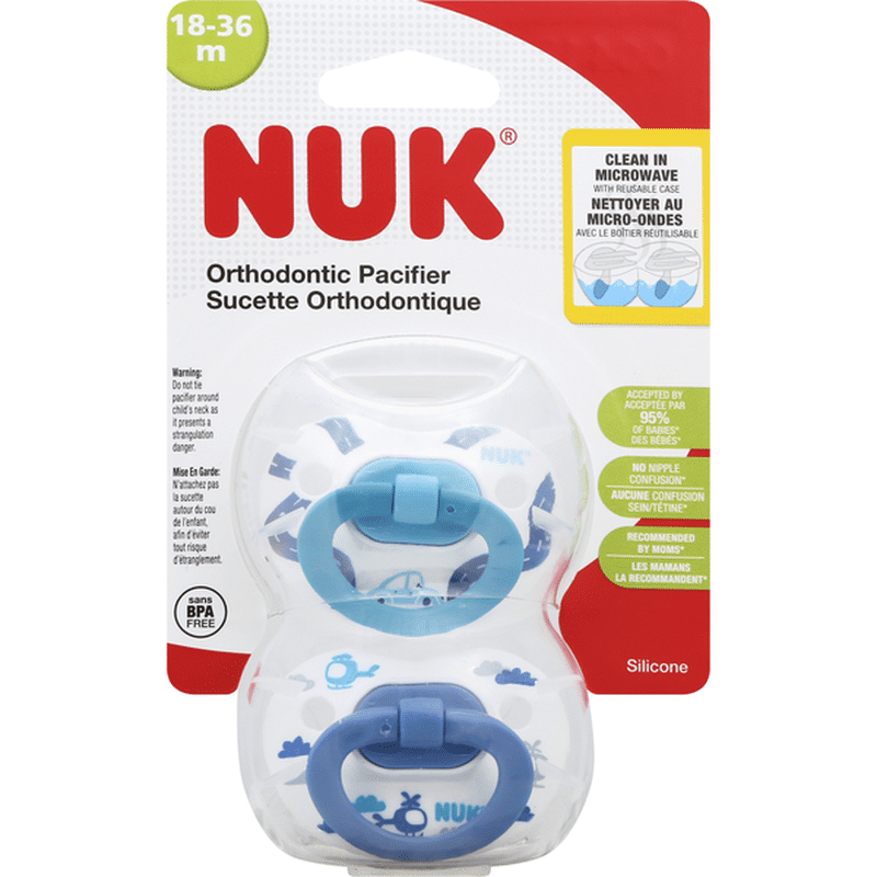 NUK Pacifier, Orthodontic, Silicone, 1836 Months (2 each) Instacart