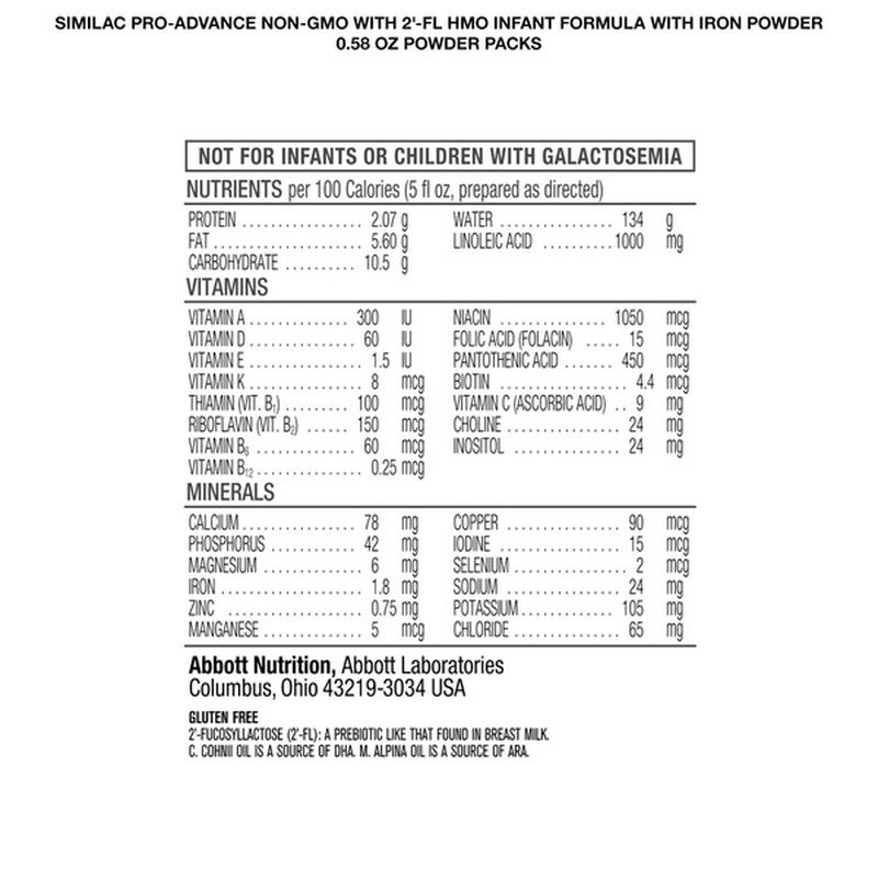 similac pro advance single powder packets