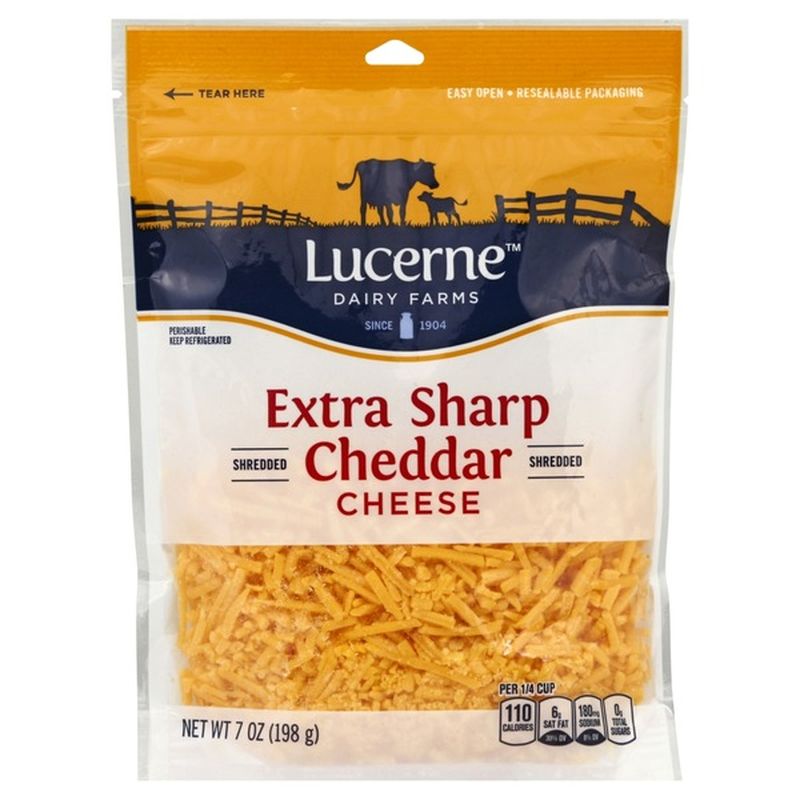Lucerne DAIRY FARMS Extra Sharp Cheddar FINELY SHREDDED CHEESE 8 Oz