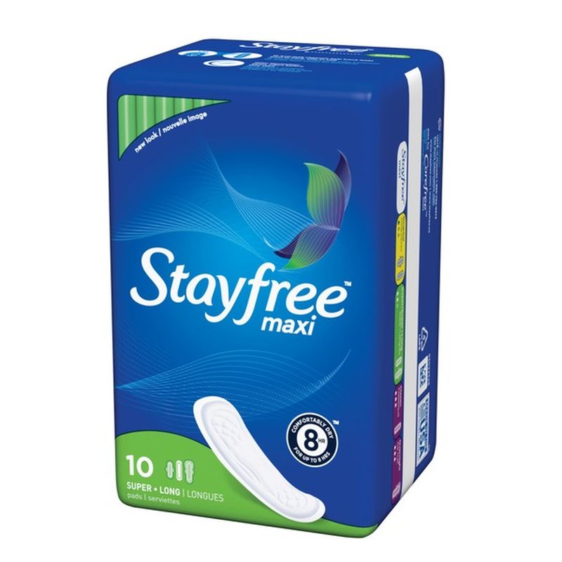 Stayfree Maxi Pads without Wings, Unscented, Super (10 ct) - Instacart