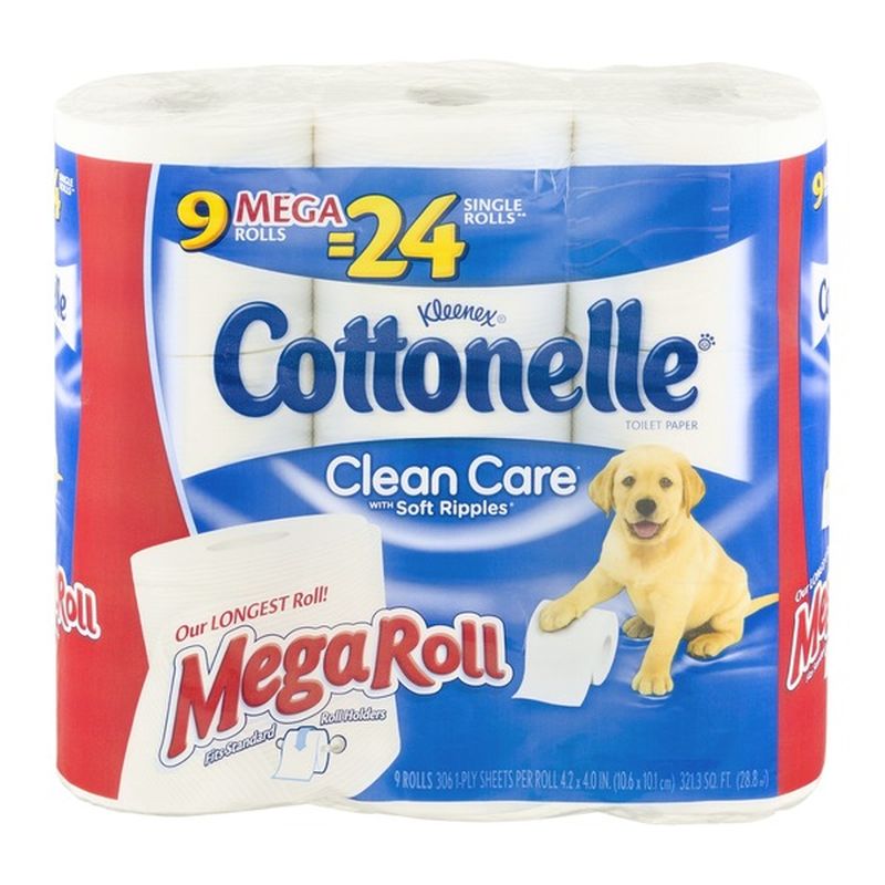 Kleenex Cottonelle Clean Care with Soft Ripples Toilet Paper Mega Roll