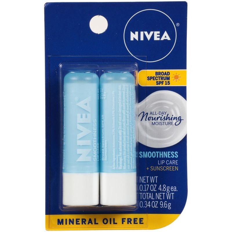 Nivea Smoothness Broad Spectrum SPF 15 Lip Care Dual Pack (0.34 oz ...