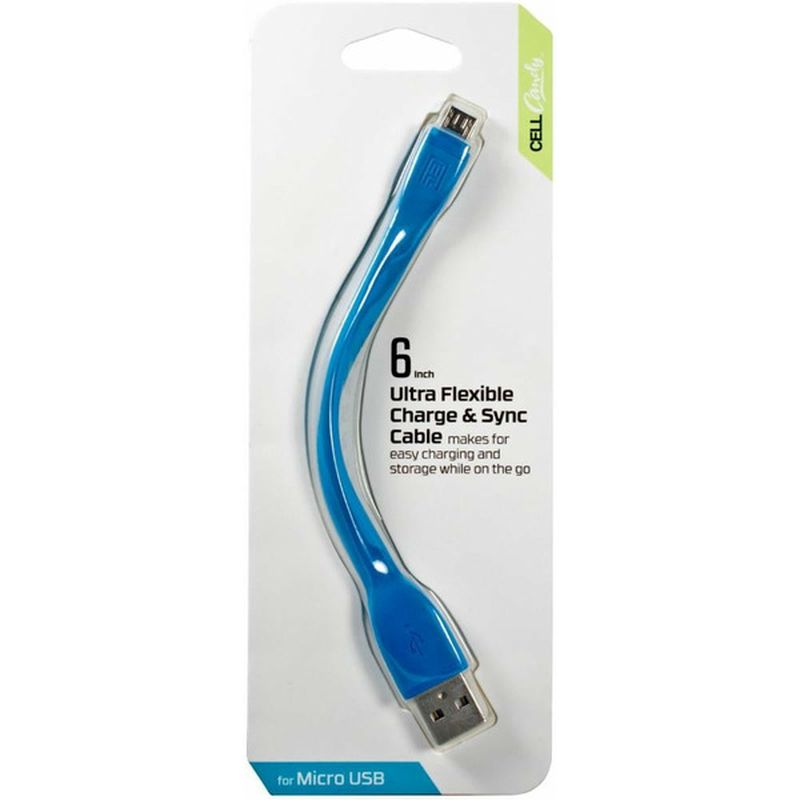 CellCandy 6" Tropical Blue Flexible Charge & Sync USB To Micro USB Cable