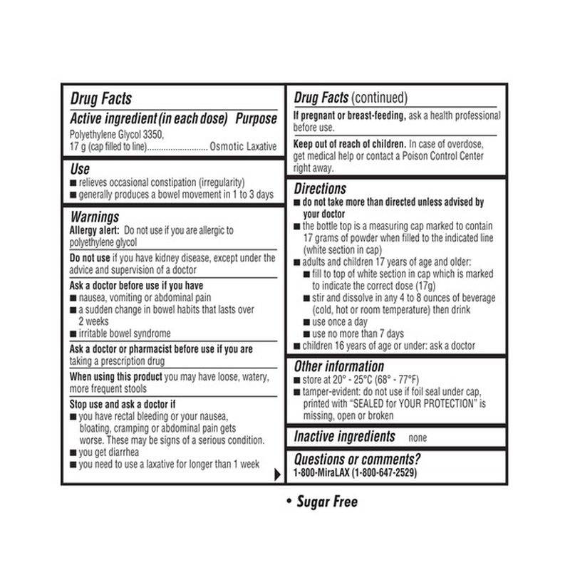 Miralax Powder Pediatric Dosage Chart