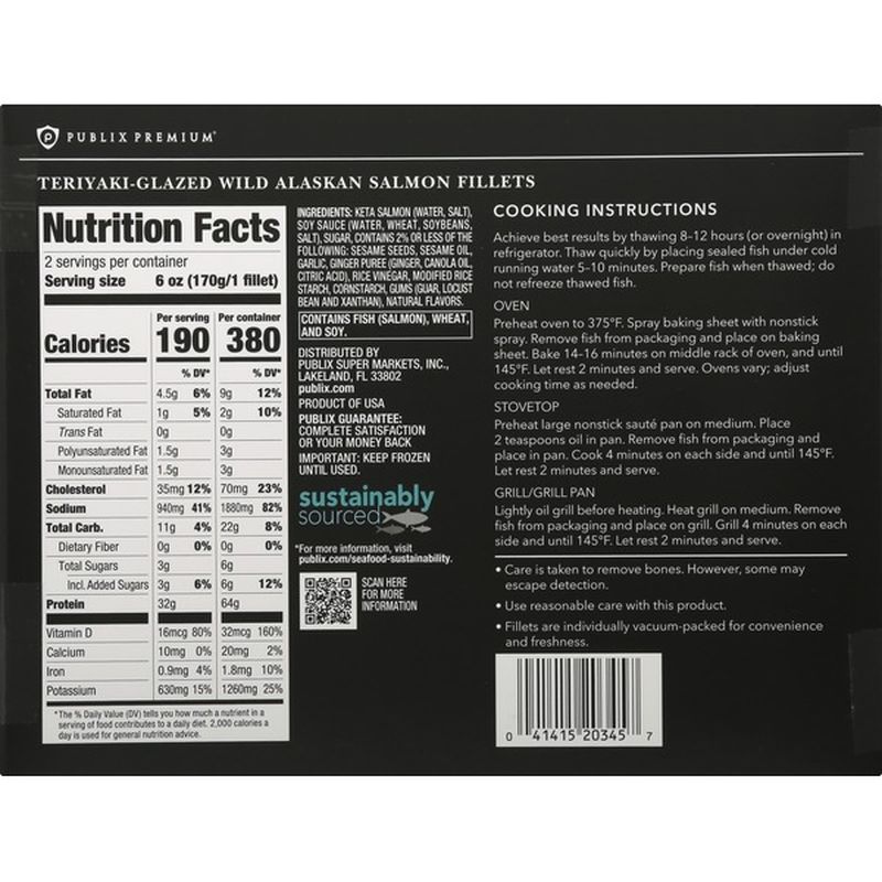Publix Premium Salmon Fillets, Wild Alaskan, TeriyakiGlazed (12 oz