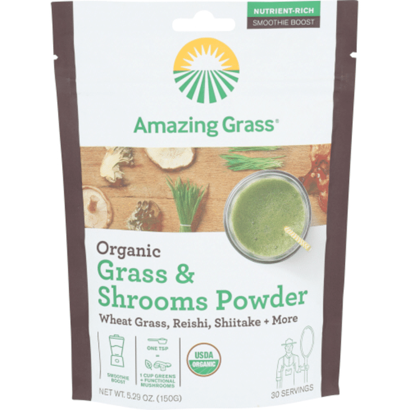Amazing Grass Grass & Shrooms Powder, Organic (5.29 oz) Instacart