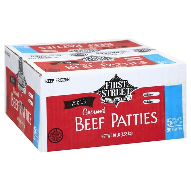 First Street Ground Beef Patties, 75%/25% (10 lb) from Smart & Final ...