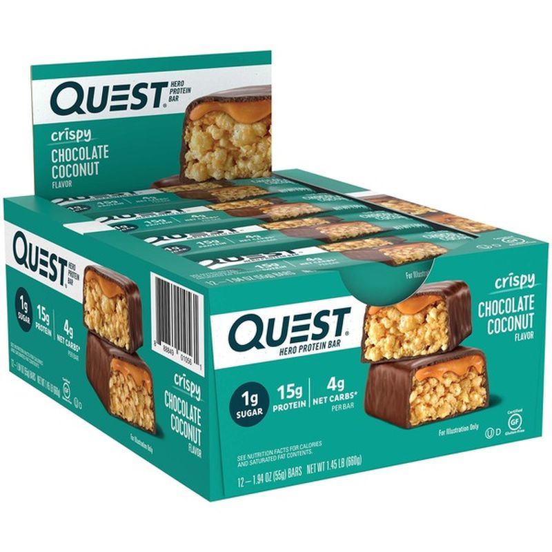 Quest Protein Bar,Hero, Chocolate Coconut Flavor, Crispy (12 each