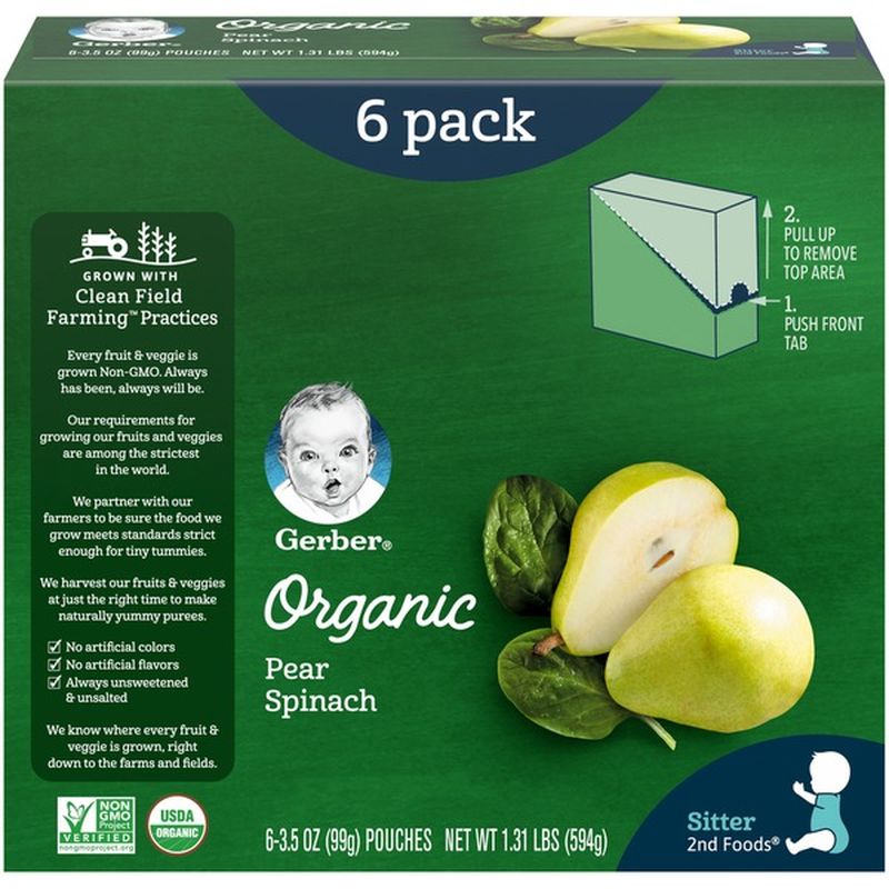 Gerber Organic Baby Food, Pears & Spinach (3.5 oz) from Safeway Instacart