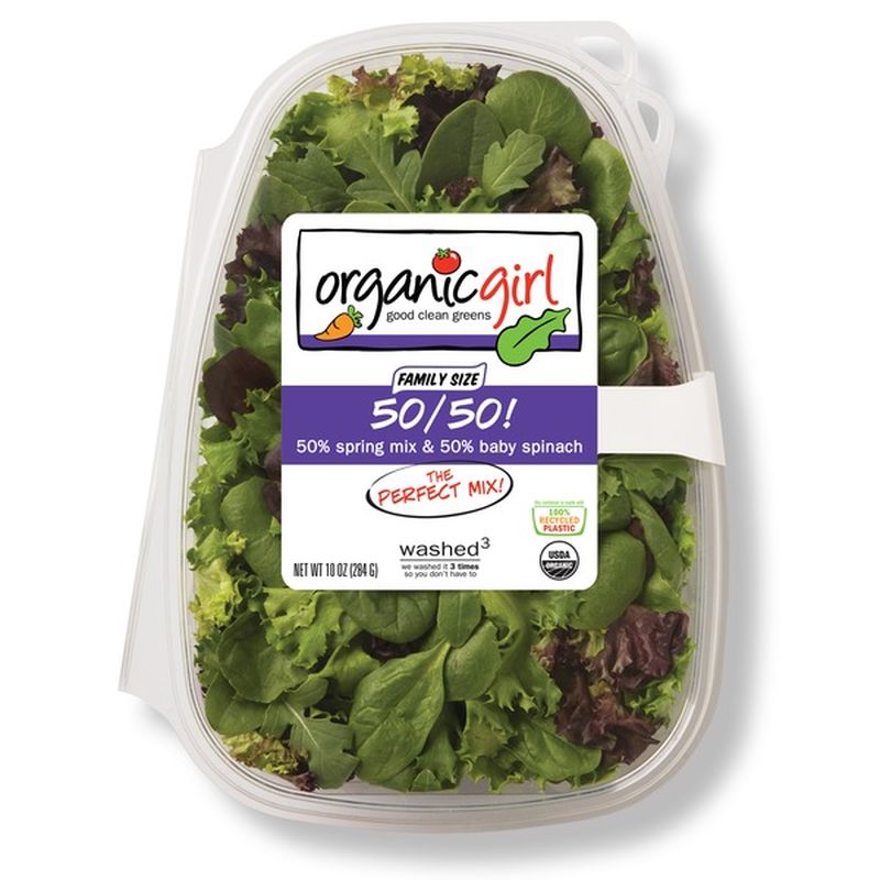 Spring Mix & Baby Spinach, 50/50!, Family Size (10 oz) from Rainbow ...